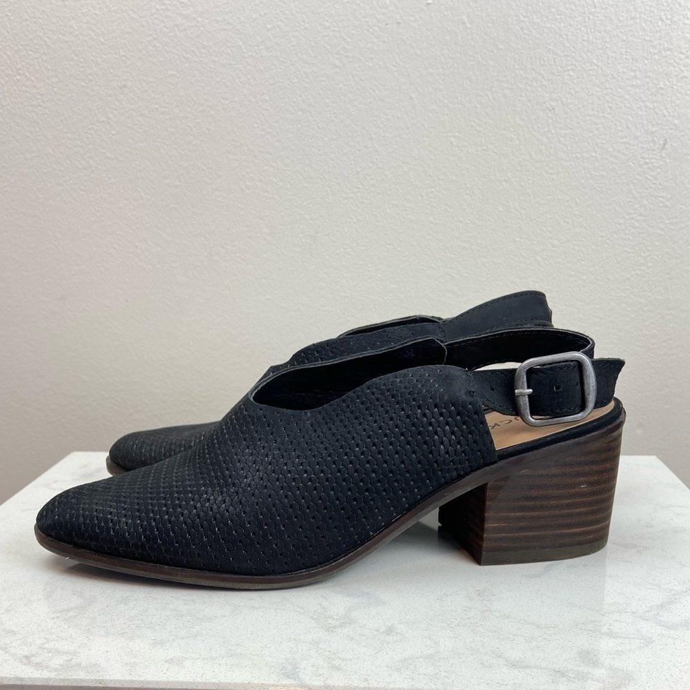 Lucky Brand Women's Lideton Slingback Block Heel Leather Pump